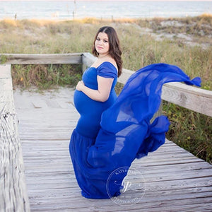 Chiffon Maxi Long Tail Maternity Dresses for Photo Shoot Sexy Off Shoulder Pregnant Photo Pregnancy Gown Dress Photography Props