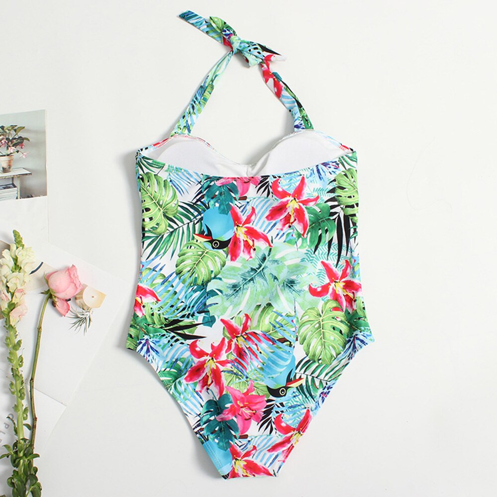 One Piece Swimsuit Push Up Printing Floral Womens Brazilian Swimwear Monokini Plus Size