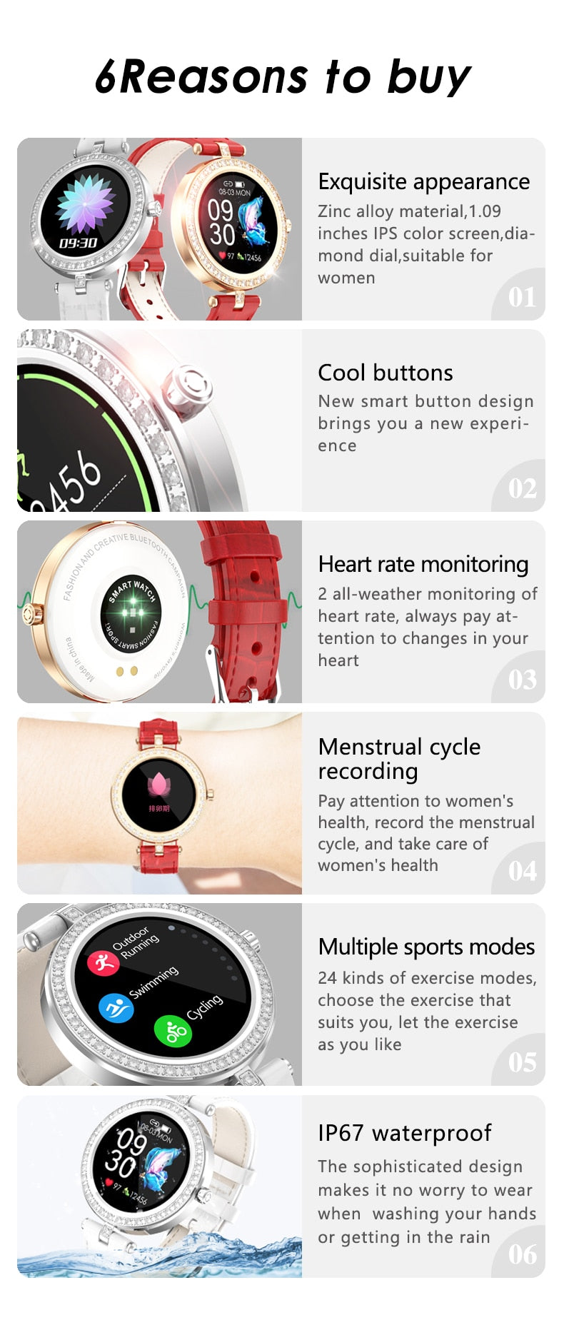 Full screen weather Heart Rate Monitor Smart Watch