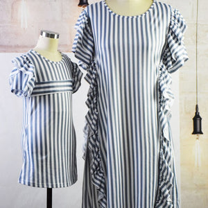 Mom and daughter Dress Summer Stylish Stripe Ruffle Dress For Mommy&amp;Daughter Clothes Matching Parent-child Clothes Mini Dress