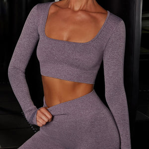 Seamless Yoga Top and Athletic Legging Sportswear Suit