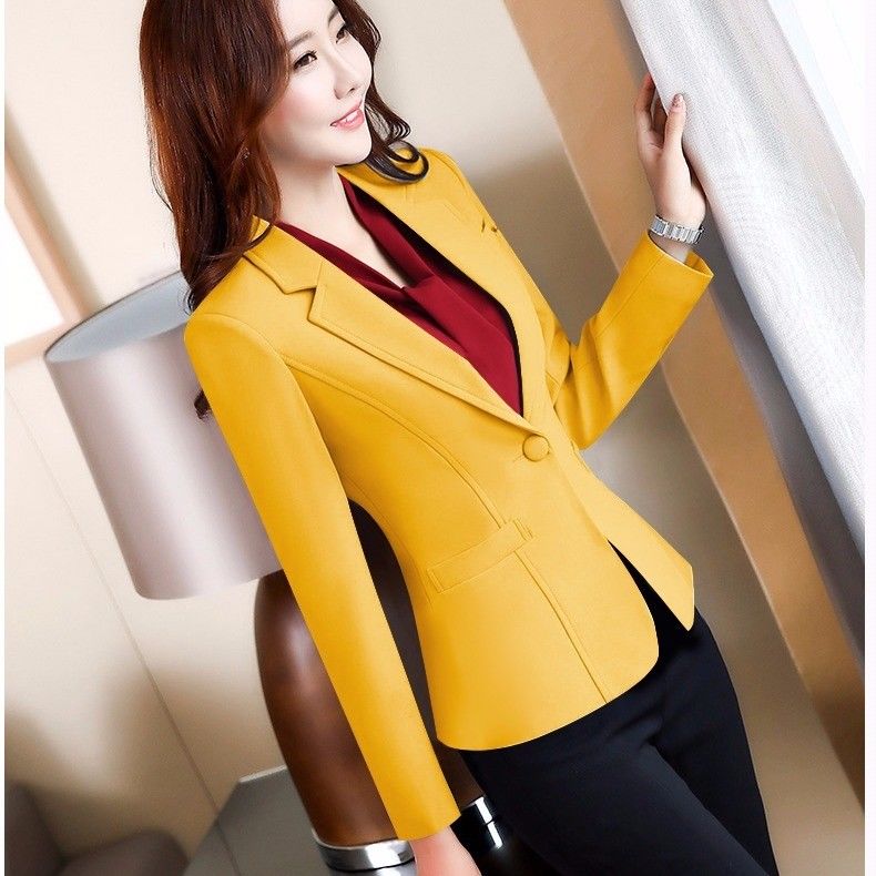 Pink Women Blazer Formal Business Office Lady Work Suit Pockets Jackets Slim Female Casual Top Korean Suit Coat Spring Autumn