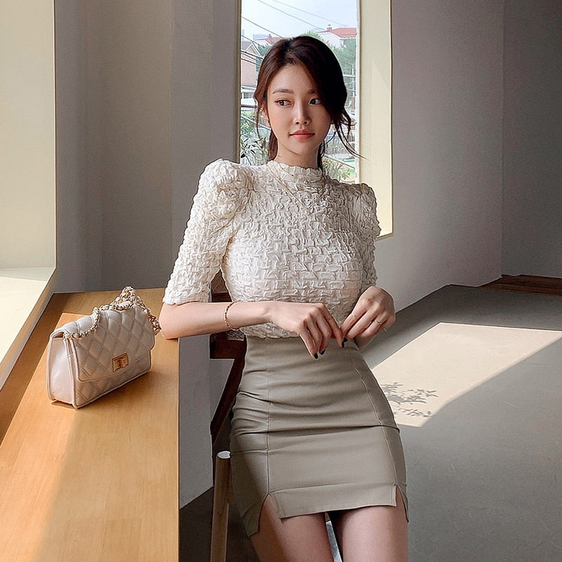 new arrival comfortable 2 pieces women sets personality top and slim mini pencil skirt temperamental work style elegant sets