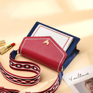 FOXER Brand Women Leather Crossbody Bag Lady Colorful Panelled Flaps New Special Design Shoulder Bag Small Purse Tote for Female