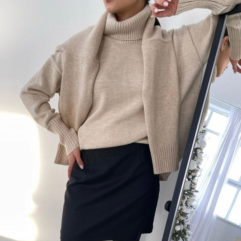 Hirsionsan Cashmere Winter Sweater Women 2021 Elegant Thick Warm Female Knitted Pullover Loose Basic Knitwear Jumper