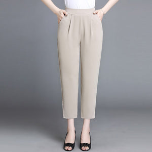 High Waist Straight  Middle-aged Ankle length Pants