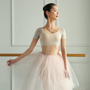 2021 New Round Collar Lace Adult Gymnastics Costume Kids Dance Leotards For Girls Dance Wear Ballet Leotards For Women