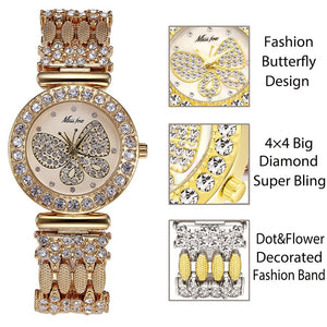 Butterfly Gold Diamond Girl Watch