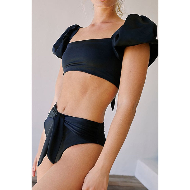 2021 New Arrival Bikini Set For Women Brazilian Biquini Bikinis Swimwear Sleeves Print Swimsuit Bathing Suit Beach Wear