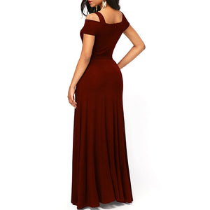 Hot Women&#39;s Dresses Casual Long Maxi Evening Party Beach Long Dress Solid Wine Red Black Square Collar Summer Costume