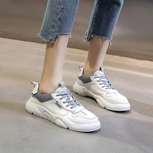 CXJYWMJL Genuine Leather Flat Sneakers For Women Spring Little White Shoes Ladies Vulcanized Shoes Summer Fashion Cowhide Flats