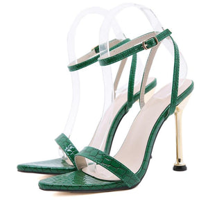 New Ankle Strap Green Women's High Heels