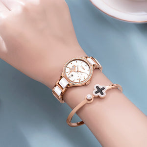 Fashion Ceramics Watchband Diamond Wrist Watch