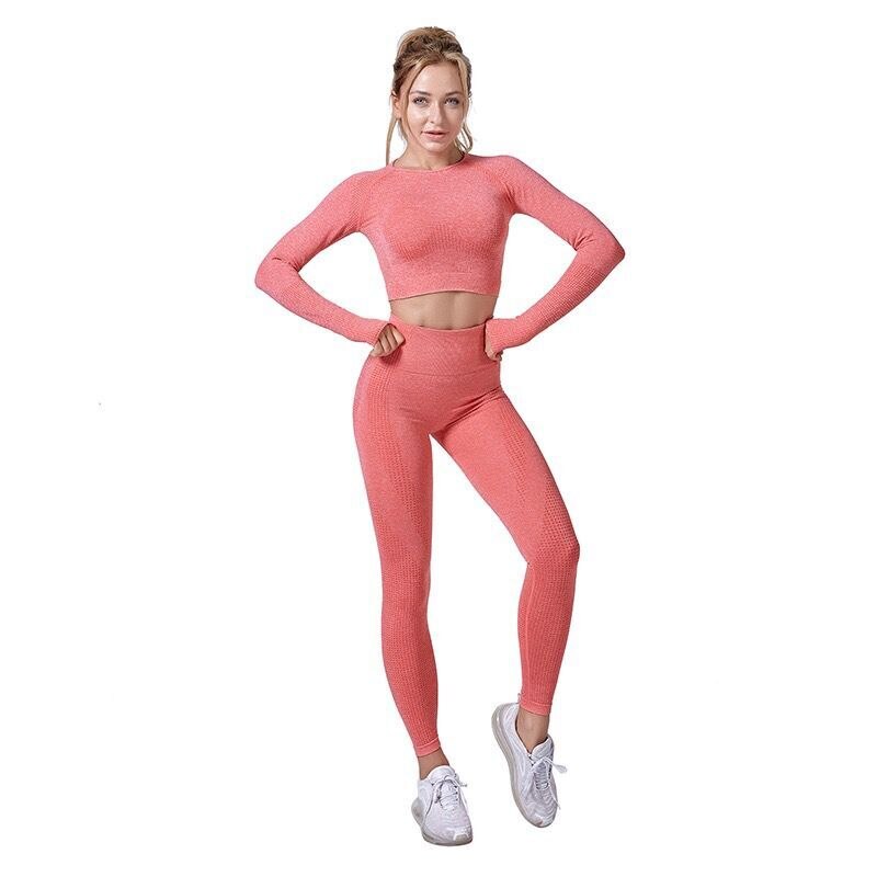 Long Sleeve Crop Top High Waist Leggings Sports Suits