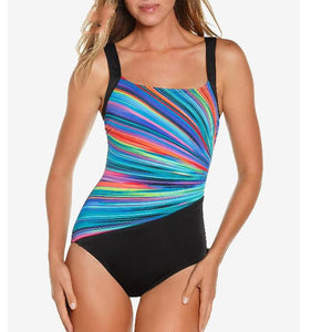 Vintage One Piece Swimsuit Backless Bodysuit Colorful Bathing Suit Women Plus Size Sport Swimming Wear Retro