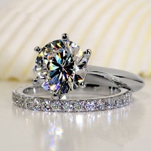 SONA synthetic stone wedding ring