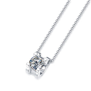 925 Sterling Silver Round Shape  Moissanite Diamond Necklace