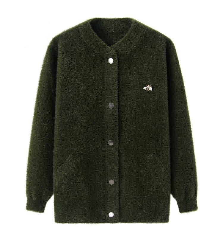 Mink Cashmere Casual Warm Short Top Coats