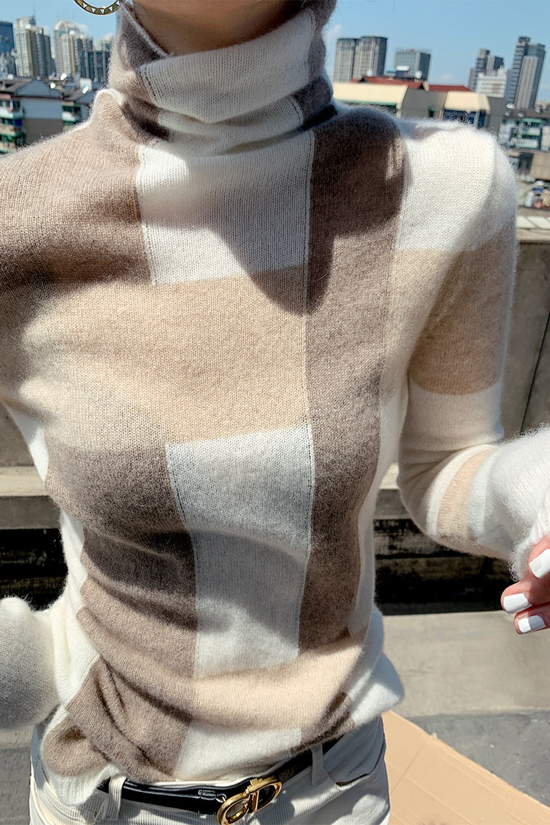 Color Matching Long-Sleeved Lazy  Sweater