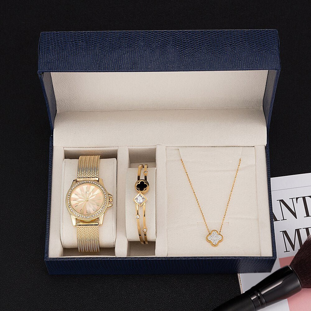 Stainless steel Bracelet/Necklace Wristwatches Gift Box Set