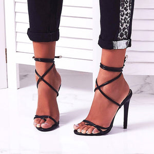 Super High 11.5CM Thin Heels Women Pumps Ankle Cross Strap Sandals Shoes Woman Ladies Pointed Toe High Heels Dress Party Shoes