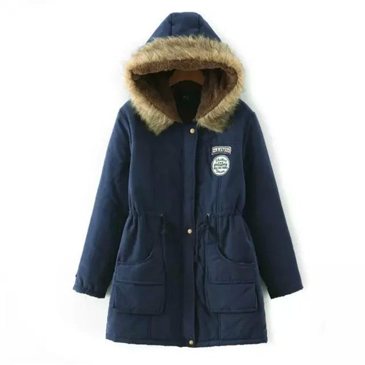 Winter women coat 2019 Women&#39;s Parka Casual Outwear Military Hooded fur Coat Down Jackets Winter Coat for Female CC001