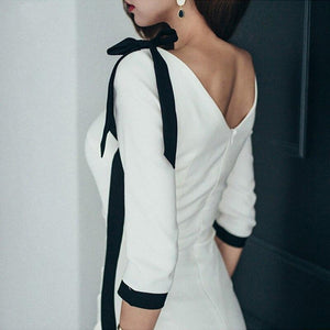 Hollow Out Bow Cut Out Backless Pencil Dress Women