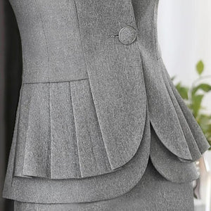 NAVIU Elegant and Fashion Women Blazers Autumn Temperament Long-Sleeve Black Gray Jacket Office Ladies Work Wear Coat