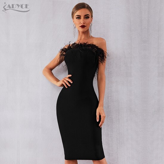 New Summer Women Bandage Dress Vestidos Sexy Black Feathers Sleeveless Global Fashions GC New Summer Women Bandage Dress Vestidos Sexy Black Feathers Sleeveless Global Fashions GC