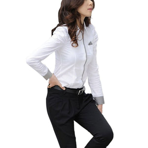 Women&#39;s Basic Button Down Shirts Long Sleeve Plus Size Simple Stretch Formal Casual Shirt Blouse for Office Lady