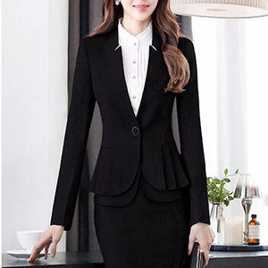 NAVIU Elegant and Fashion Women Blazers Autumn Temperament Long-Sleeve Black Gray Jacket Office Ladies Work Wear Coat