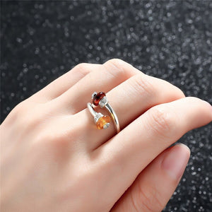 Yellow Stone 925 Sterling Silver Open Ring