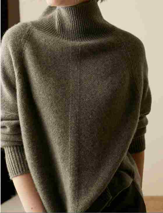 High-Necked Pullover Loose Thick Sweater Short Paragraph Knit Shirt