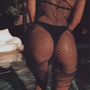 Fishnet Hollow Out See Through Swimsuit Cover Up