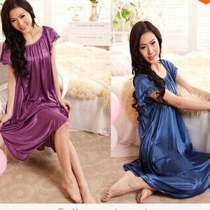 2014 New Arrival Sleepwear,Fashion Home Apparel Round Collar Female Silk Nightgowns,Hot Sale Lace Short Sleeves Women Nightwear