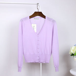 Size M-6XL  Women V-Neck Knitted Casual Loose Full Sleeve Sweaters Cardigans Lady Knitting Outwear