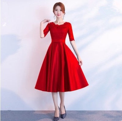 Navy blue Champagne Red Medium length style Evening Dresses Party Prom Dress Gown Prom wholesale customize women clothin
