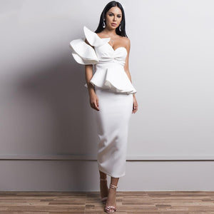 Spring and Summer One-Shoulder Backless Ruffle Mermaid Club Dress