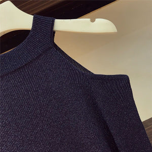 Flare Sleeve Knit Sweater Double-breasted Tweed Skirt