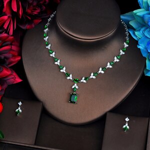 Elegant Design Green Cubic Zircon Jewelry Sets For Women
