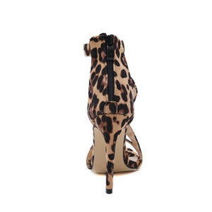 Leopard Open-toed Thin heels Elegant Buckle Strap Pumps