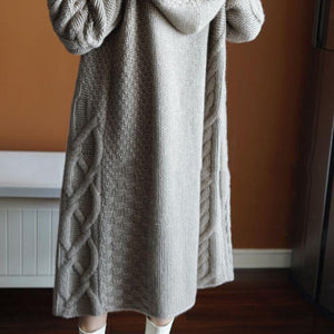 Solid Color Thick Soft Long Female Long Sleeve Cardigan