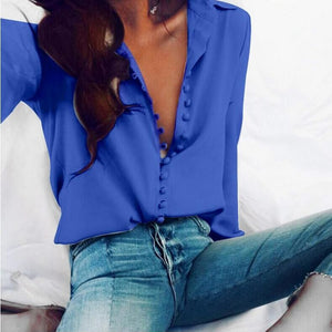 CROPKOP Fashion Casual Solid Color ladies office Tops Sexy Buttons Long sleeve Blouse 2022 new Spring Women Chiffon white Shirt