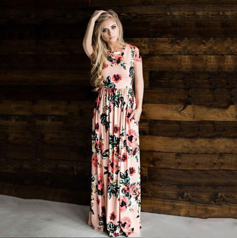 Family Matching Maxi Dress Mother Daughter Bohemia Dresses Women Floral Long Dress Baby Girl and Mom Party Clothes Beach Wear