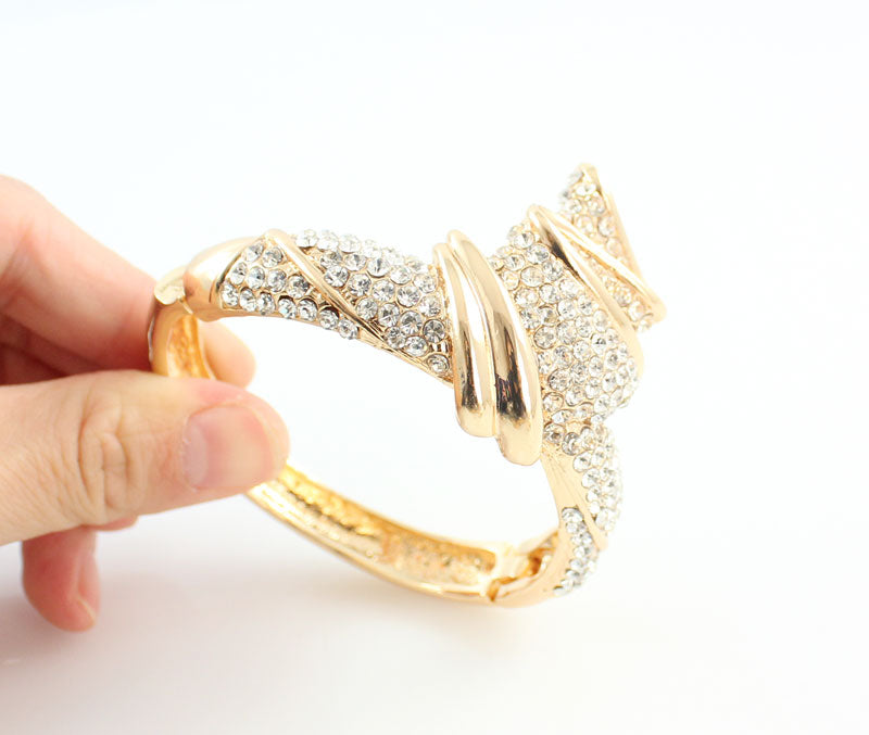 Gold Color Alloy Rhinestone Wedding Jewelry Sets