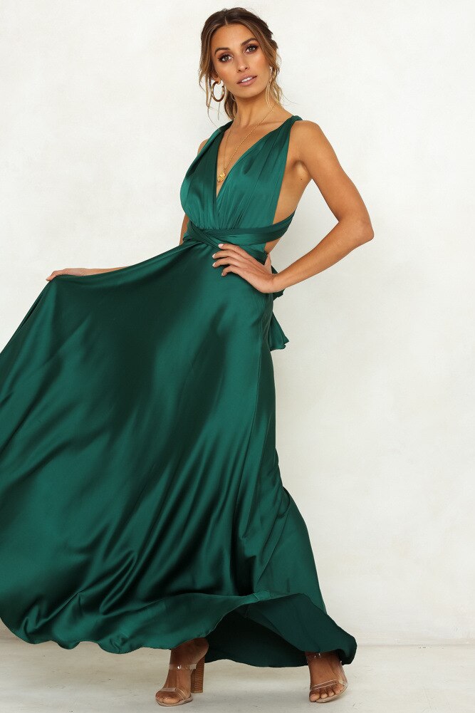 Satin Dress Maxi Dresses for Women Party Sexy Backless Pink Green Summer Dresses Spaghetti Strap Long bandage dress Bodycon 2019