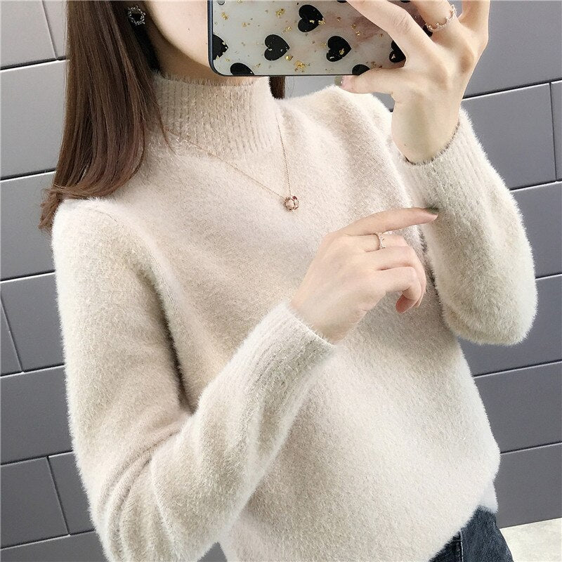 High Collar Pullover Women's Knitted sweater