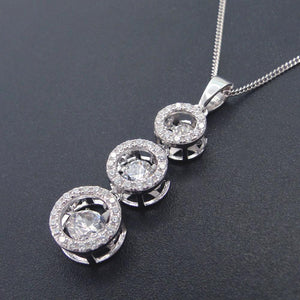 925 Sterling Silver Dancing Diamond Moving Drop Pendant Necklace