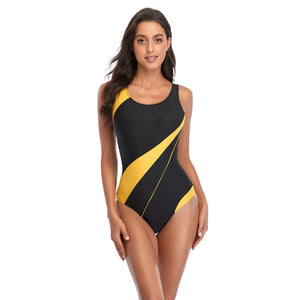 Plus Large Size One-Piece Swimsuit Closed Swimwear Sports Push Up Body Women's Swim Bathing Suit