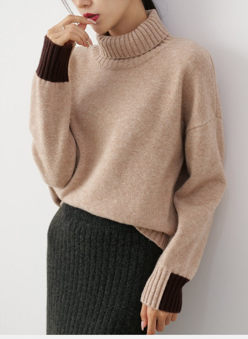 Solid Color Thick Knit Top Oversize Sweater